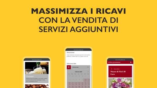 Screenshot di booking engine che mostrano come massimizzare i ricavi dell'hotel grazie alla vendita di servizi aggiuntivi